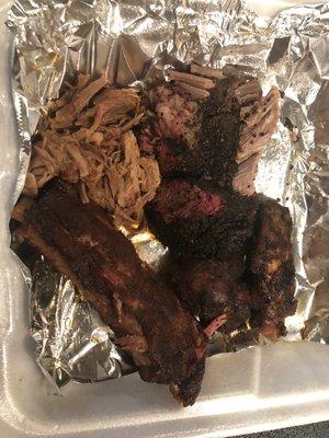 Mixture of everything, Rib, brisket, pulled pork and wings.