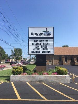 great church sign message. funny, honest, and tells the truth. how cool is that, made my day.    doc m.