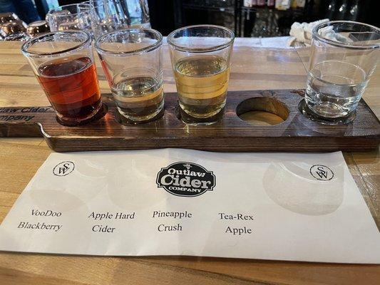 Cider beer flight