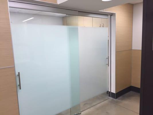 Frost film added at Walgreens for privacy in consultation room