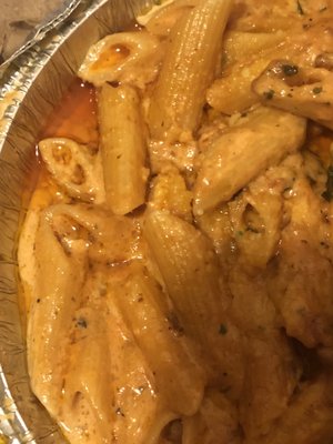 Puddles of oil in the penne vodka, I was told it was marinara sauce!