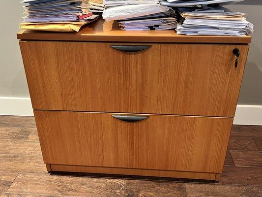 All wood incredibly well made filing cabinet $179