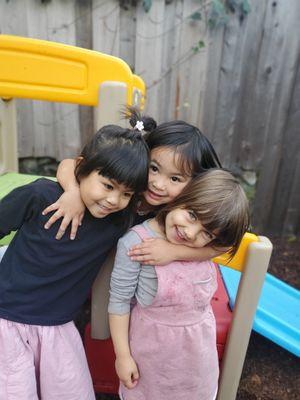 Friends having fun on the playground