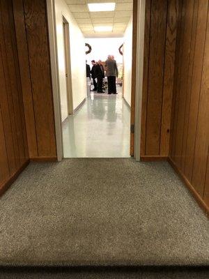 Hallway leading to fellowship hall