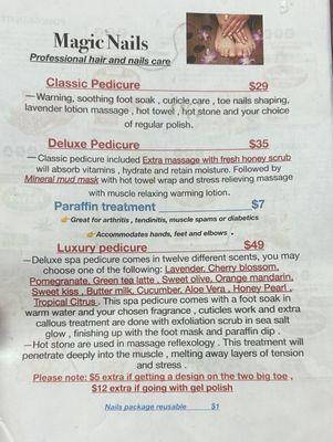 Pedicure prices