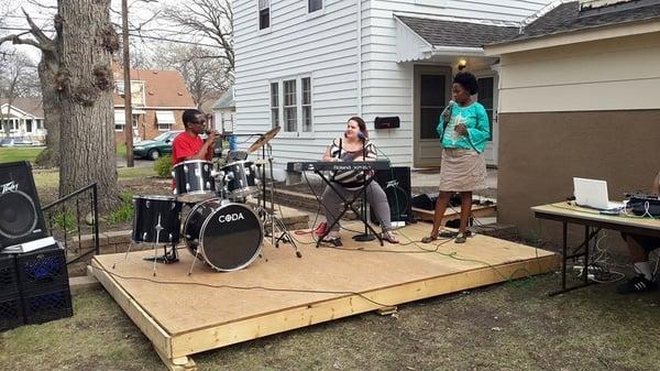 Outdoor music performances on our makeshift stage (slotted to be replaced by a much nicer deck in 2016)