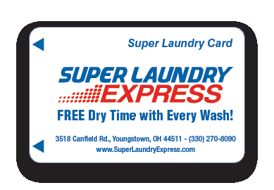 Get FREE Dry Time with Every Wash when you use our Super Laundry Card.