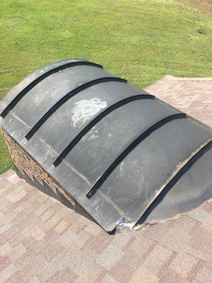 Over view of dormer with hail damage