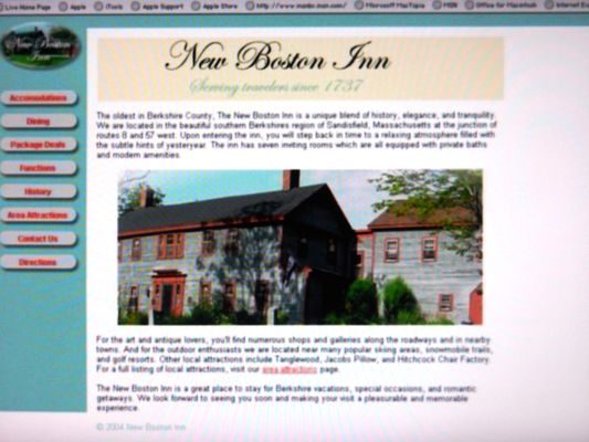 2005 Original Website the New Boston Inn 
 on The Wayback Machine