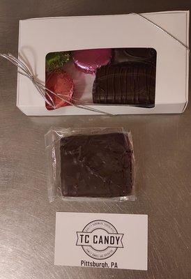 Selection of dark chocolate candies