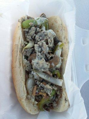 $7.50 for this chicken philly sandwich.  The pic doesn't quite show how BIG it is!  Look at all those fresh veggies, too!