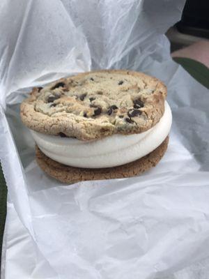 Chocolate chip cookie ice cream sandwich $2.14