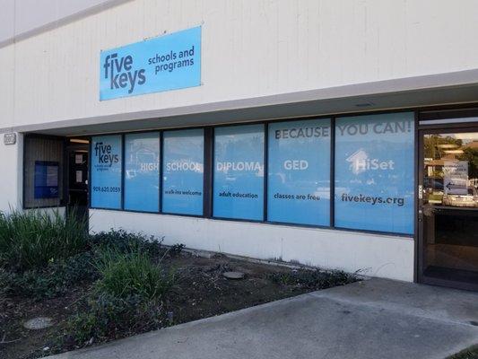 Custom Metal Business Sign and Window Graphics for Five Keys in Pomona