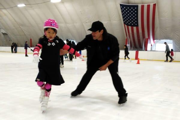 Learning to ice skate at City Ice Pavilion