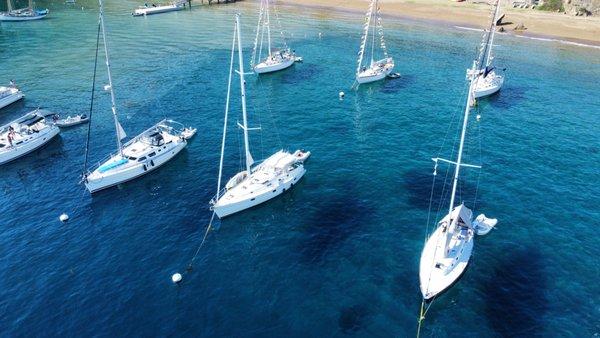 LA Yacht Club Members' moorings in Howland's Landing.