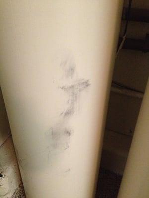 Grease stains that were left on our water softener. Very unprofessional!