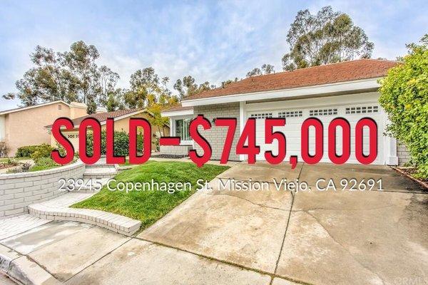 LISTING SOLD: $745,000 In Mission Viejo