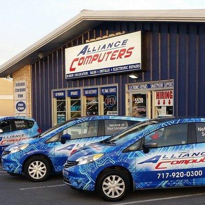 Our fleet of on-site support vehicles.  We come to your home or business to resolve your IT issues.