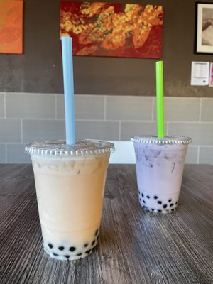 Red bean and taro boba