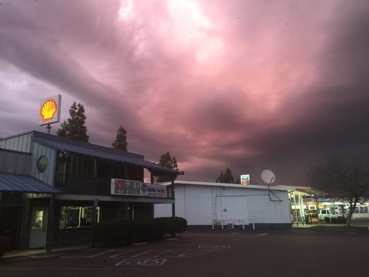 In front of our office right after the rain storm we had in February 2015!