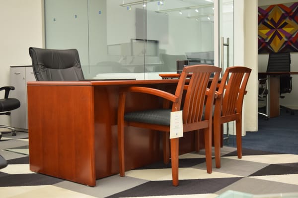 Executive Bow Front Desk  Guest Seating