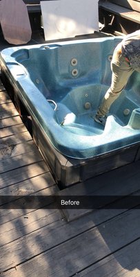 Hot tub before removal. Price $300