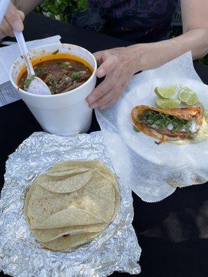 Large Birria consume w/ 5 tortillas. Quesataco