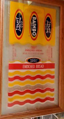 A Saginaw Rainbo bread wrapper  I bought at Court St. Antiques and had framed!!