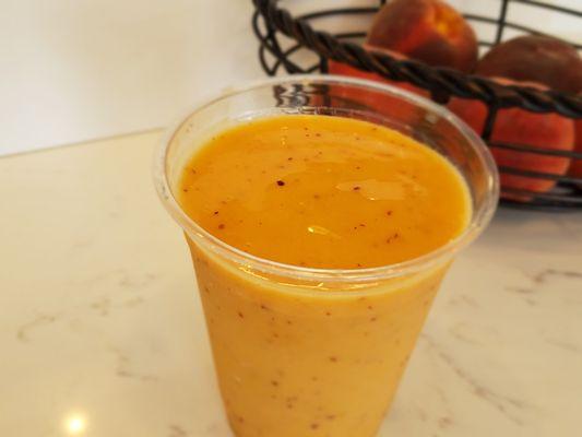 Fresh peaches, mango & OJ smoothie