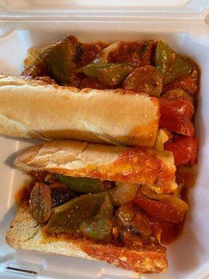 Sausage peppers and onions....excellent!