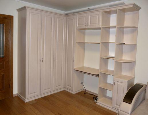 Wardrobe with bookshelves and desktop