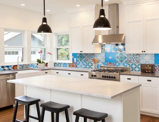 cement tile kitchen backsplash