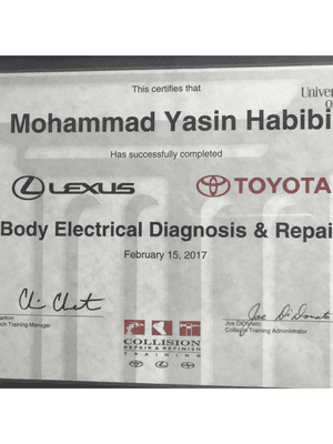 Attended Toyota diagnostic courses.