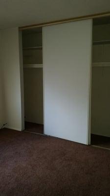 Broken closet doors in each room