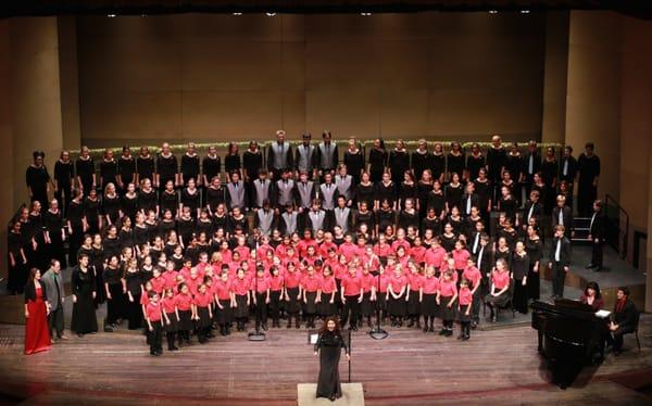 All of our 300 singers on stage at the California Theater in San Jose, CA for our 2015 Holidays with Cantabile Concert.