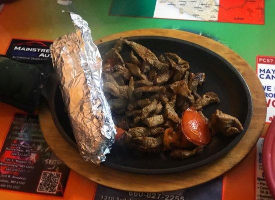 Beef fajitas - lunch portion