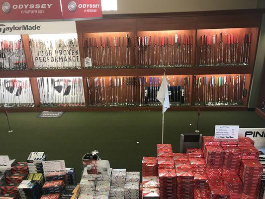 Wide variety of putters. New and Used inventory with plenty of space to try them all on our indoor putting green.