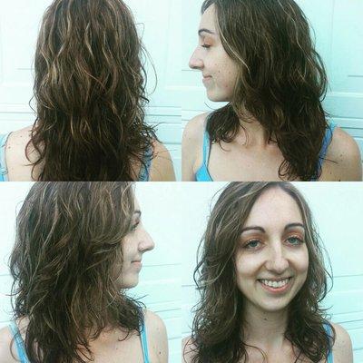 Highlights and layered cut by Scarlett-Rebekah McCaw.