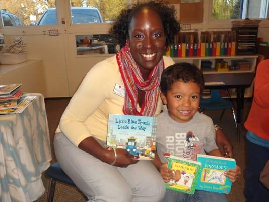 Sharing favorite books with the class