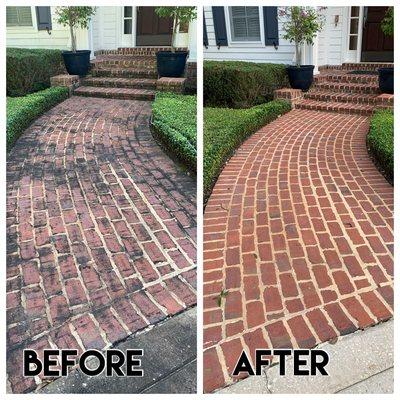 Paver walkway before and after