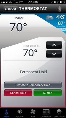 I can control my heating and air conditioner temperature when I am not home... or when I am being lazy...