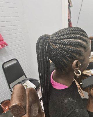 Shuku hairstyle with Feed in Ponytail