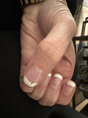 French manicure chipping in less than 24 hours.