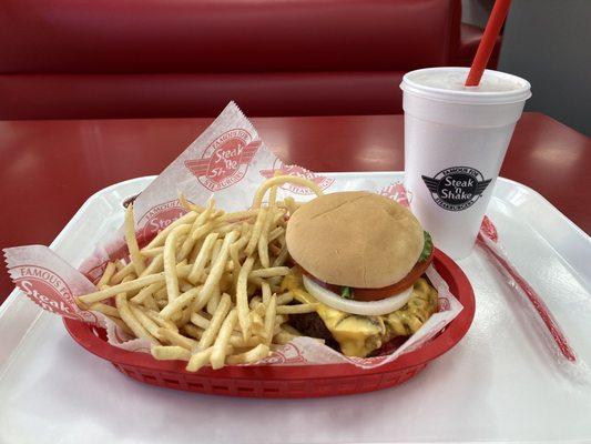 Single Steakburger with Cheese Combo with a Reese's chocolate peanut butter shake