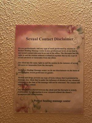 Sign on the wall of Perfect massage healing