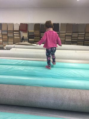 My toddler loved climbing on the rugs waiting for pickup (or whatever these are)