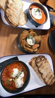 Meatball Pomodoro, Zucchini chips and Baked Goat Cheese