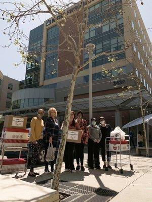 At Kaiser anaheim provides lunch from kfc and face shields made by our volunteers