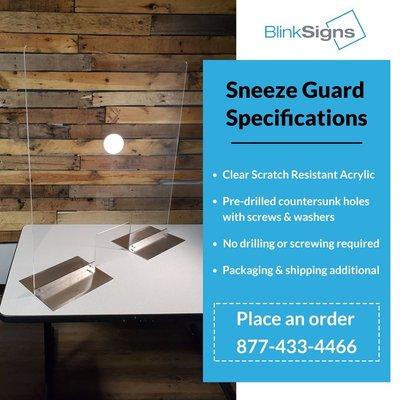 Free Standing Aluminum Base Sneeze Guards