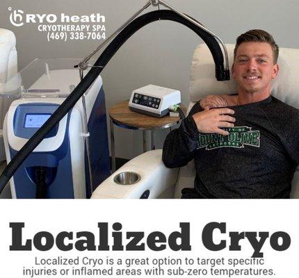 Localized Cryotherapy target specific areas. A great option to target specific injuries or inflamed areas with sub-zero temperatures.